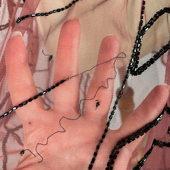 Free People Rust Sheer Mesh Boho Dress with Black Beading - Picture 12 of 13